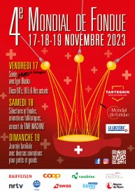 Fondue-Weltmeisterschaft Plakat 4. Auflage vom 17. bis 19. November 2023 in Tartegnin